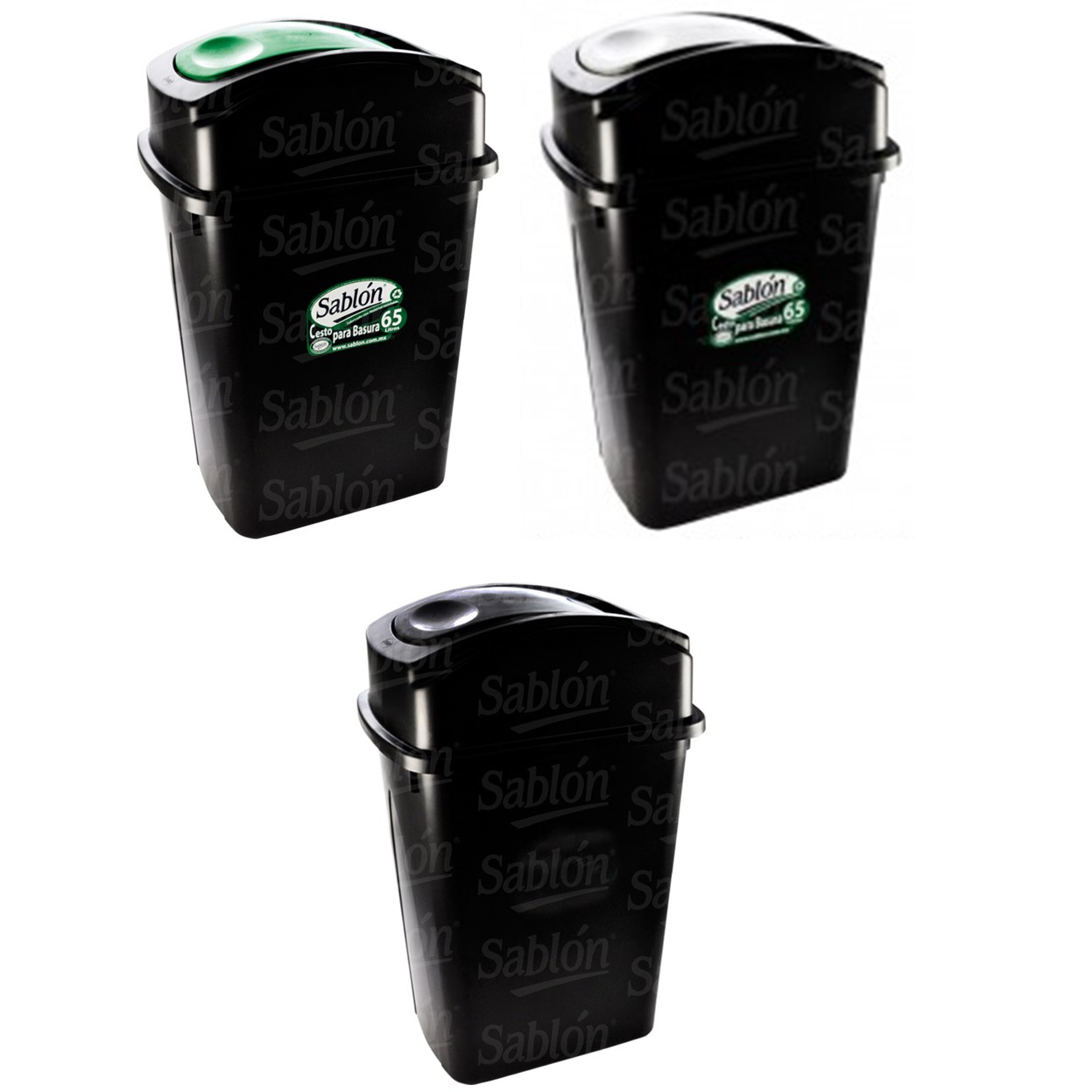 CESTO NEGRO TAPA BALANCIN LATERAL 65 lt / 17.19 gal